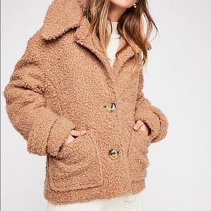 Free People So Soft Teddy Peacoat Tan Sherpa